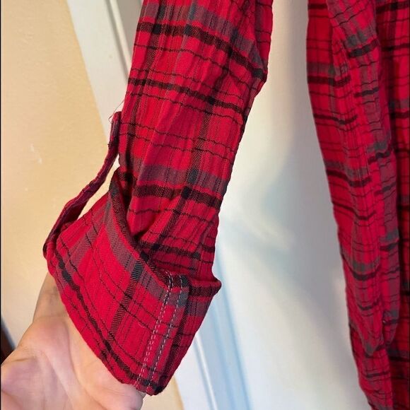 3/$25 ANTHROPOLOGIE HOLDING HORSES Red Plaid Tunic Top - Picture 8 of 11